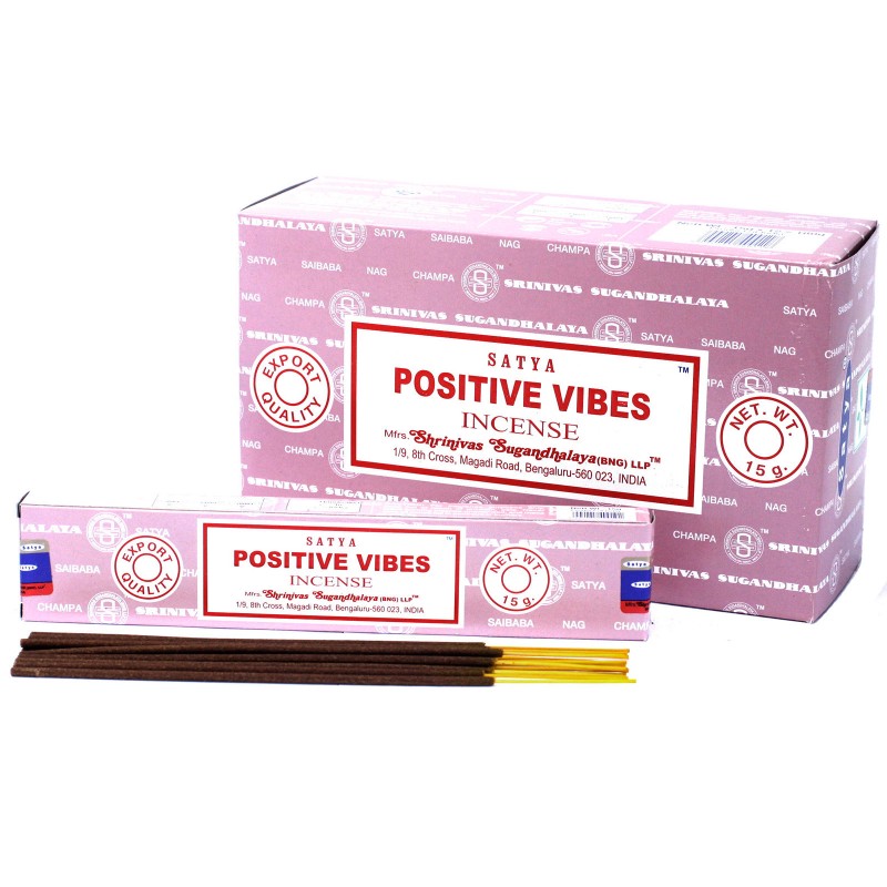 Incenso Satya Positive Vibes - Vibrações Positivas - 1 caixa de 15gr.-VARAS DE INCENSO SATYA-HOSTENATURA