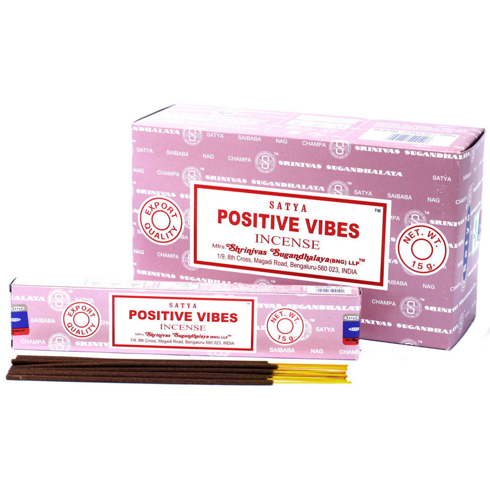 Incienso Satya Vibras positivas - Positive Vibes - 1 cajetilla de 15gr.