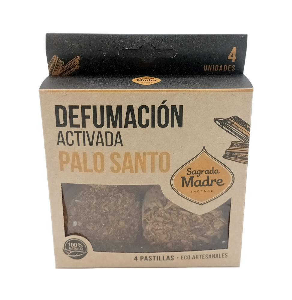 Pastillas de Incienso en Resina Palo Santo 4 unidades - Sagrada Madre - Defumación Activada - Ecoartesanal-SAGRADA MADRE AKTIBATUTAKO PILULA DEFUMING-HOSTENATURA