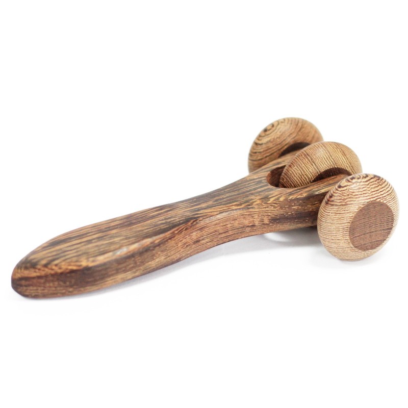 Massagegerät: Drei-Scheiben-Rolle-MASSAGER AUS HOLZ-HOSTENATURA