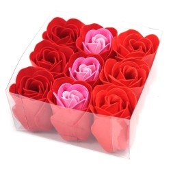 Set di 9 fiori di sapone - Rose rosse