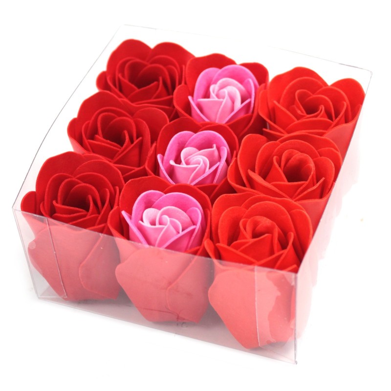 Set di 9 fiori di sapone - Rose rosse-FIORI DI SAPONE-HOSTENATURA