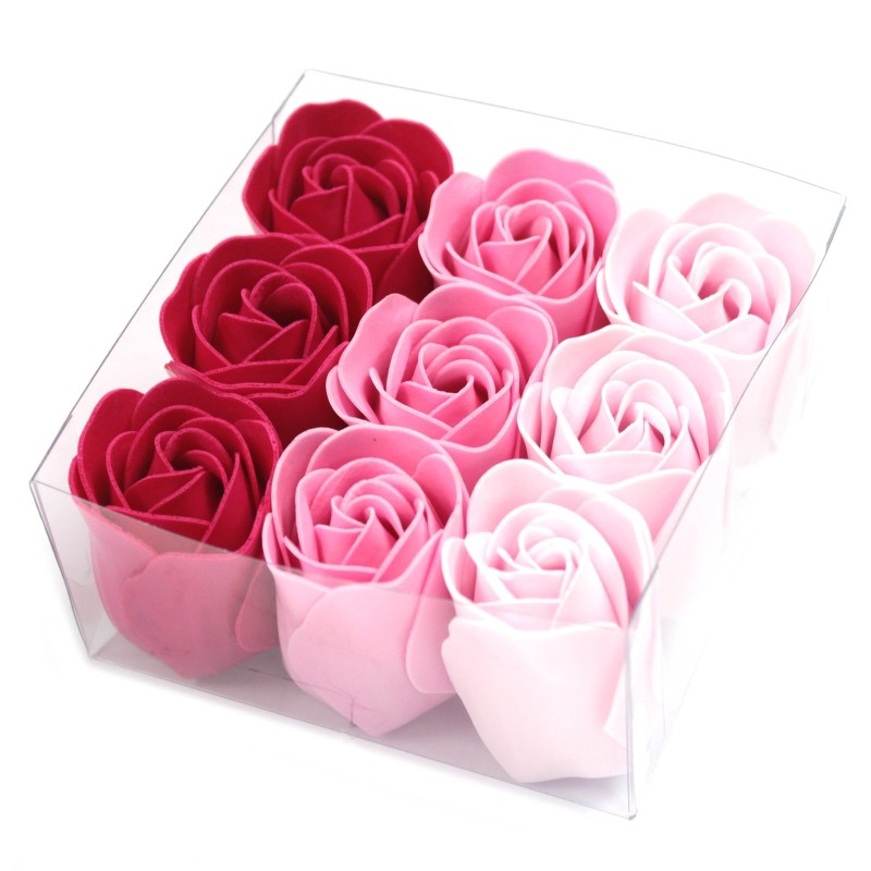 Set of 9 Soap Flowers - Pink Roses-SOAP FLOWERS-HOSTENATURA