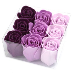 Set of 9 soap flowers - lavender roses