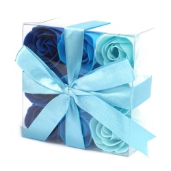 Lot de 9 Fleurs de Savon - Roses Bleues