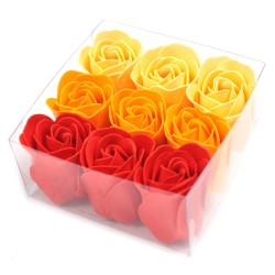 Set de 9 flores de xabón - rosas de melocotón