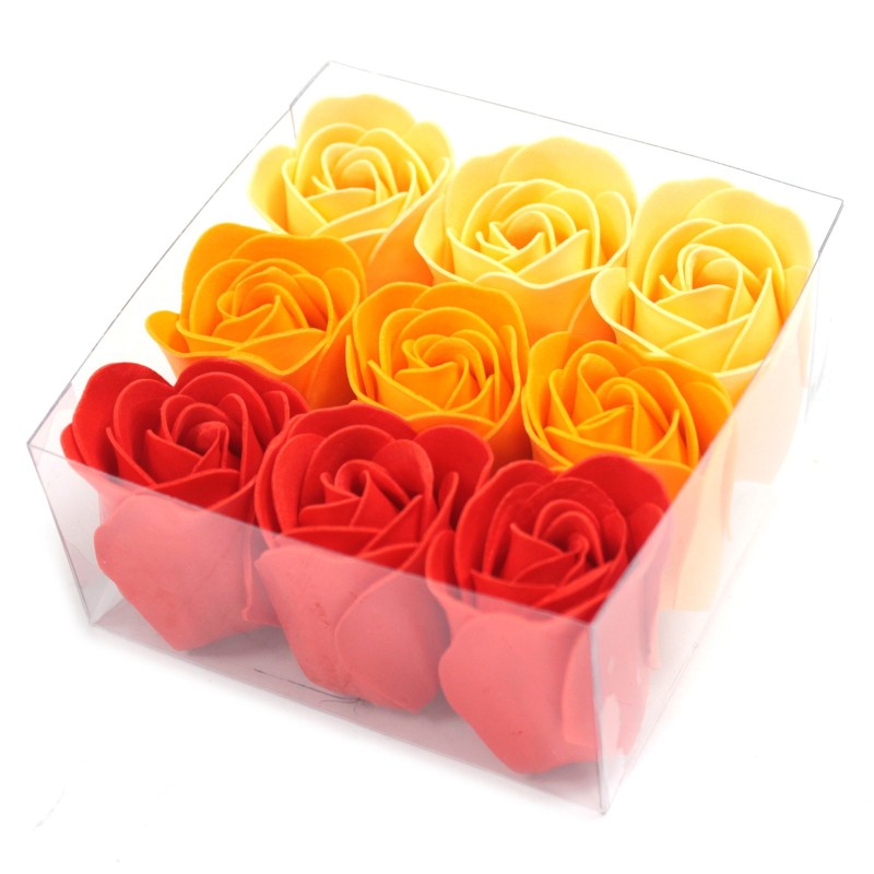 Set of 9 Soap Flowers - Peach Roses-SOAP FLOWERS-HOSTENATURA