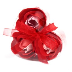 Set di 3 scatole a cuore con fiori di sapone - Rose rosse