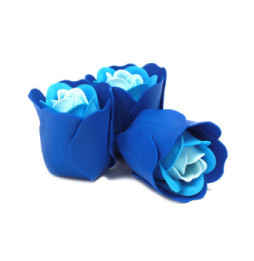 Set de 3 flores de Jabón caja corazón - rosas azul