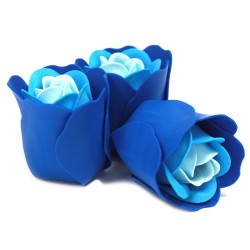 Set di 3 scatole di fiori di sapone cuore - rose blu