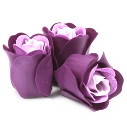 Set de 3 caixas de corazón con flores de xabón - rosas lavanda