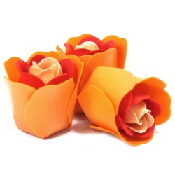 Conjunto de 3 flores de sabonete caixa coração - rosas pêssego