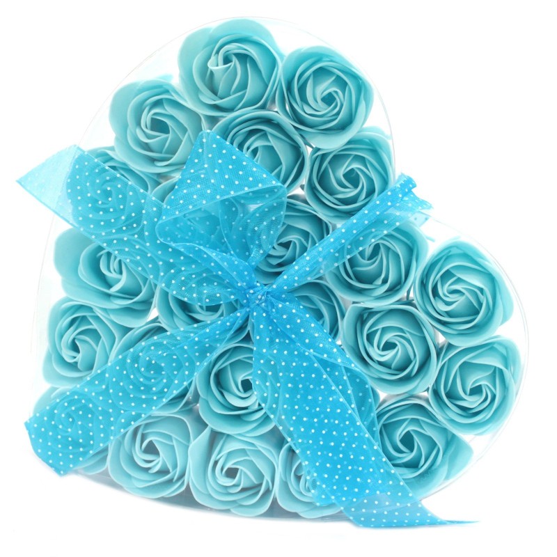 Set de 24 flores de Jabón - rosas azul-KWIATY MYDŁOWE-HOSTENATURA