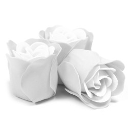 Set di 3 fiori di sapone in scatola a cuore - rose bianche