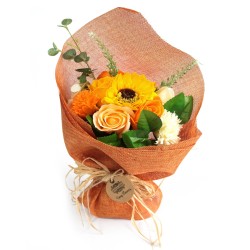 Bouquet di fiori di sapone - arancione - 35x17x10 cm