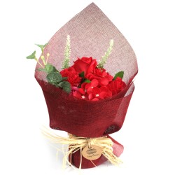 Bouquet di fiori di sapone - rosso -35x17x10 cm