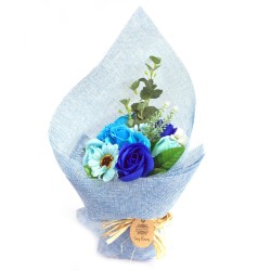 Bouquet de fleurs de savon - bleu - 35x17x10cm