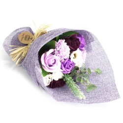 Bouquet de fleurs de savon - violet -35x17x10cm