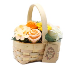 Bouquet de corbeille en osier - orange moyen - Savon