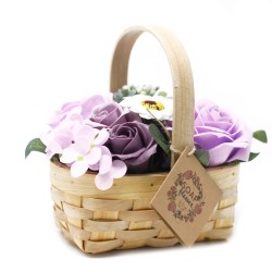 Bouquet de corbeille en osier - lilas med - Savon - Savon Fleurs