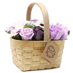 Bouquet de corbeille en osier - grands lilas - Savon