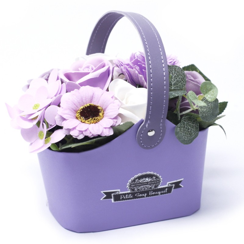 Boeket Petite Basket - Zachte Lavendel - Zeep-ZEEPBLOEMEN-HOSTENATURA