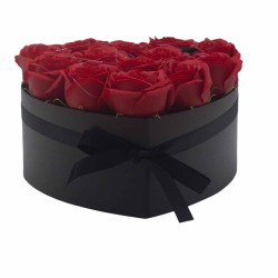 Caixa de agasallo - Flor de xabón 13 rosas vermellas - corazón