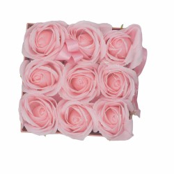 Caixa de Regalo - Flor de Xabón 9 Rosas Rosas - cadrada