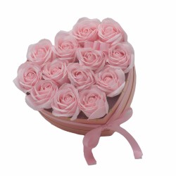 Caixa de Regalo - Flor de Xabón 13 Rosas Rosas - corazón