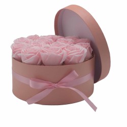 Confezione regalo - Fiore di sapone 14 rose rosa - rotonde