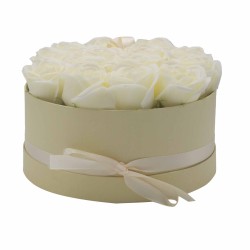 Caixa de Regalo - Flor de Xabón 14 Rosas Crema - redonda