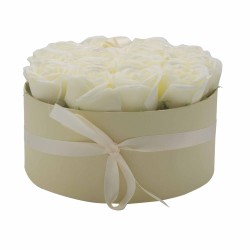 Caixa de Regalo - Flor de Xabón 14 Rosas Crema - redonda