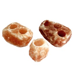 Natural salt candle holder - 2 holes (2-2.5 kg)