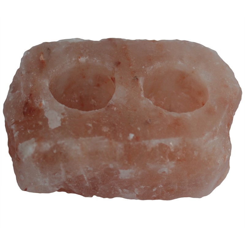 Natural salt candle holder - 2 holes-HIMALAYAN SALT LAMPS-HOSTENATURA