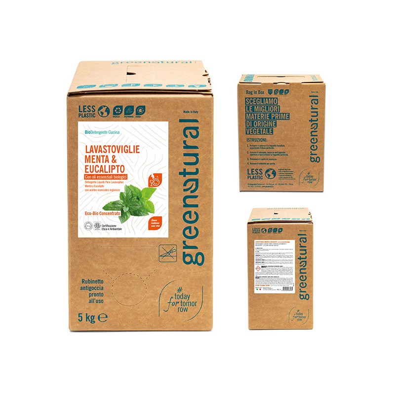 LIQUID DISHWASHING DETERGENT 5 KG ECO-FRIENDLY BAG IN BOX GREENNATURAL-ECOLOGICAL CLEANING-HOSTENATURA