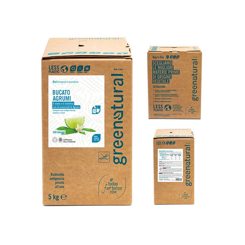 DETERXENTE ROUPA CÍTRICO 5KG BOLSA ECOLÓXICA EN CAIXA GREENNATURAL-LIMPEZA ECOLÓXICA-HOSTENATURA