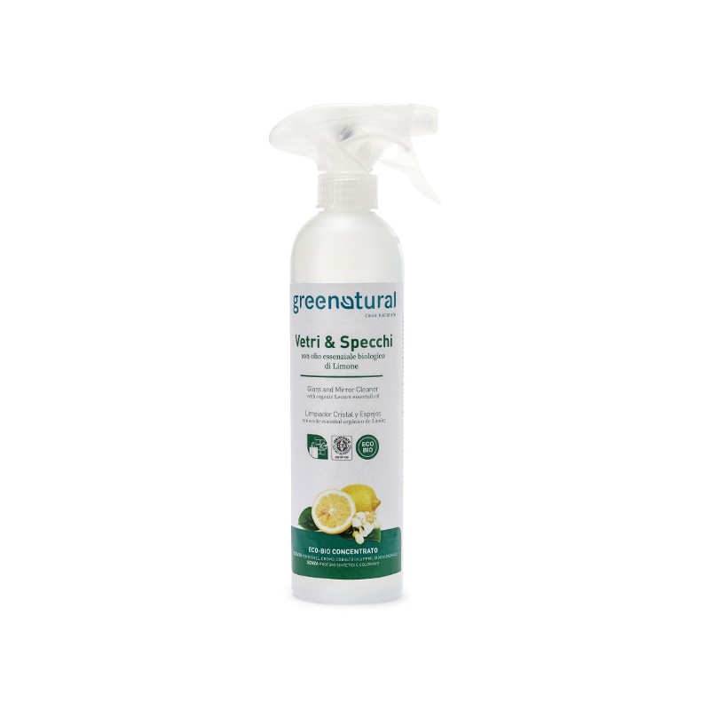 DETERGENTE VETRI E SPECCHI 500 ML ECOLOGICO VERDENATURALE-PULIZIA ECOLOGICA-HOSTENATURA