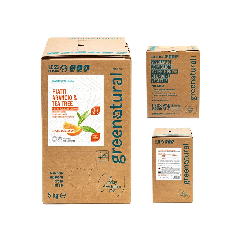 DETERGENT PLATS MANS TARONJA & TEA TREE 5KG ECOLÒGIC BAG IN BOX GREENNATURAL-NETEJA ECOLÒGICA-HOSTENATURA