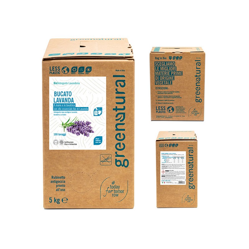 LAVENDEL HAND- EN WASMACHINEWASMIDDEL 5KG ECOLOGISCH BAG IN BOX GREENNATUAL-ECOLOGISCH REINIGING-HOSTENATURA