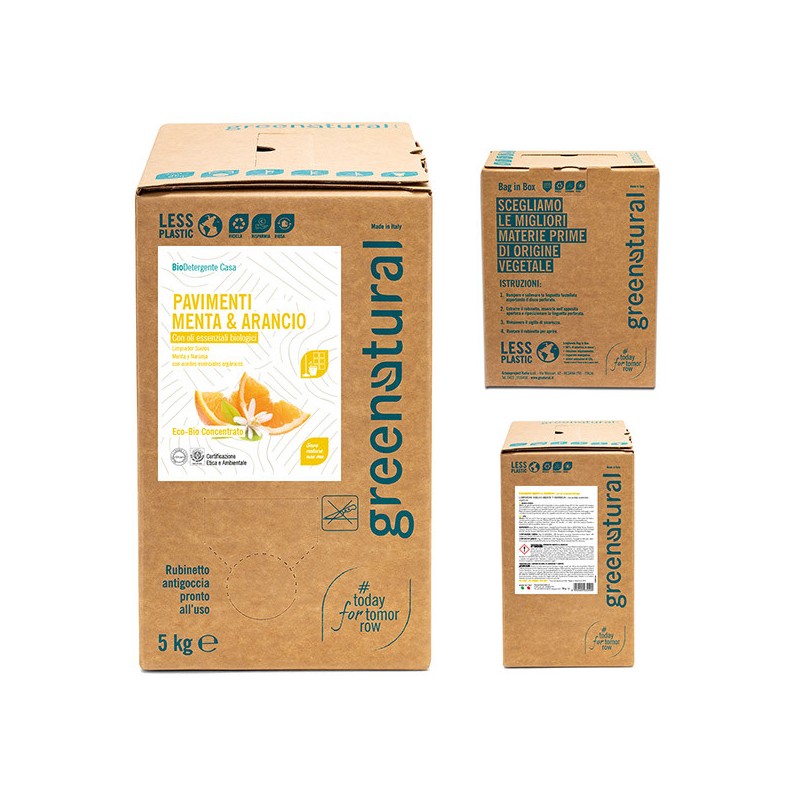 DETERGENT DE PARDOSELE PORTOCALE & MENTA 5KG SAC ECOLOGIC ÎN CUTIE GREENNATURAL-CURATARE ECOLOGICA-HOSTENATURA