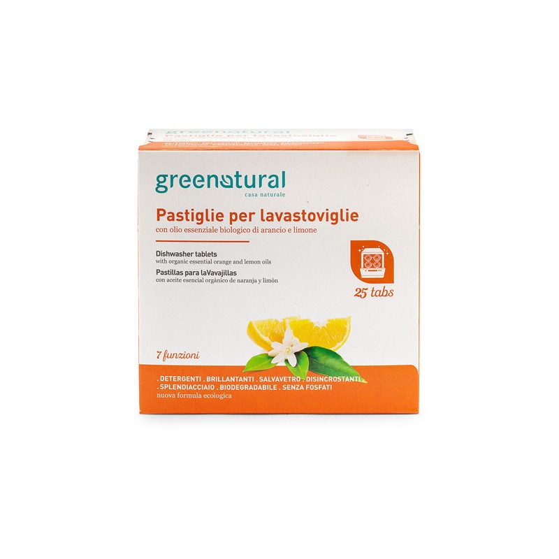 GREENTABS 25 pcs GREENNATURAL PASTILLES POUR LAVE-VAISSELLE ÉCOLOGIQUES-NETTOYAGE ÉCOLOGIQUE-HOSTENATURA