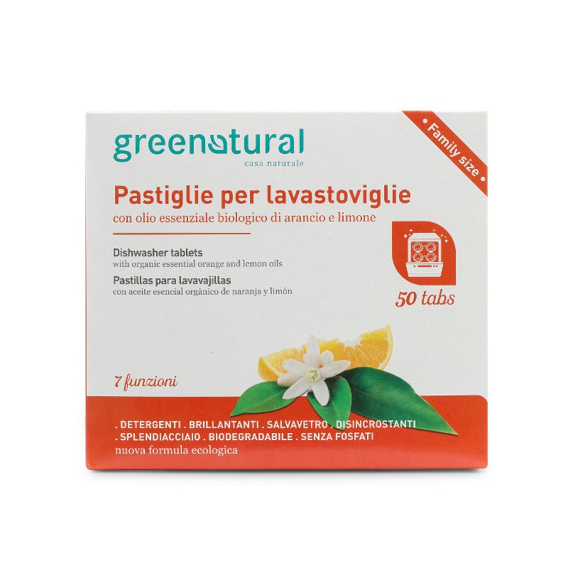 GREENTABS 50 pcs GREENNATURAL PASTILLES POUR LAVE-VAISSELLE ÉCOLOGIQUES-NETTOYAGE ÉCOLOGIQUE-HOSTENATURA