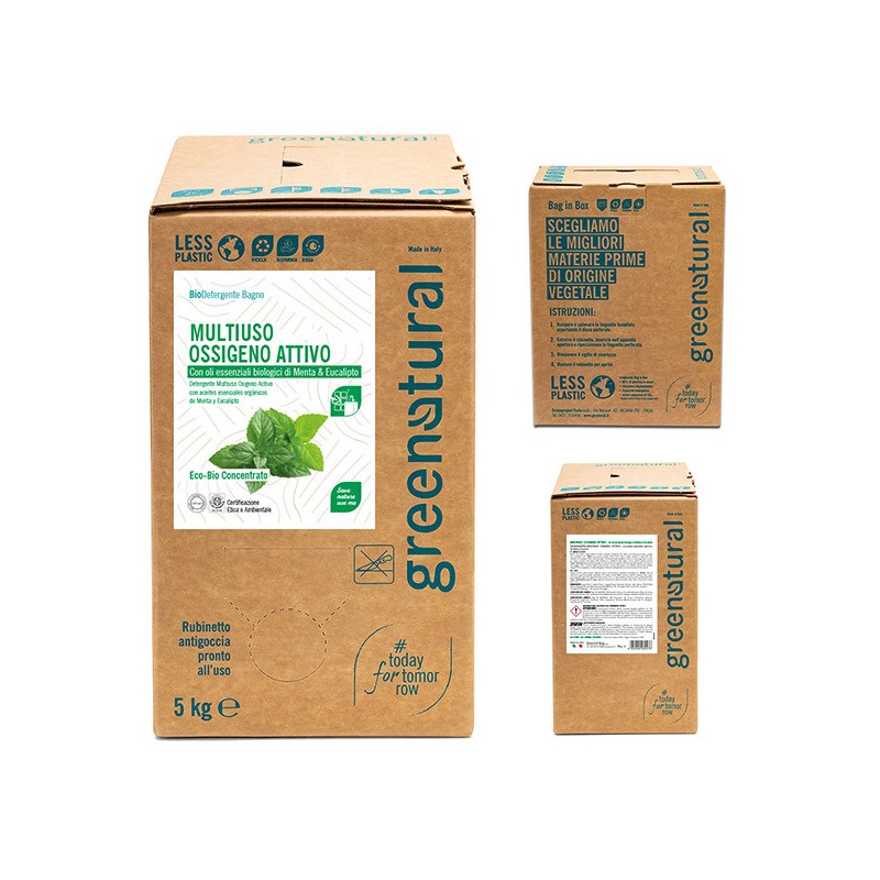 DETERGENTE MULTIUSO MENTA ED EUCALIPTO BAG IN BOX 5KG ECOLOGICO GREENNATURAL-PULIZIA ECOLOGICA-HOSTENATURA