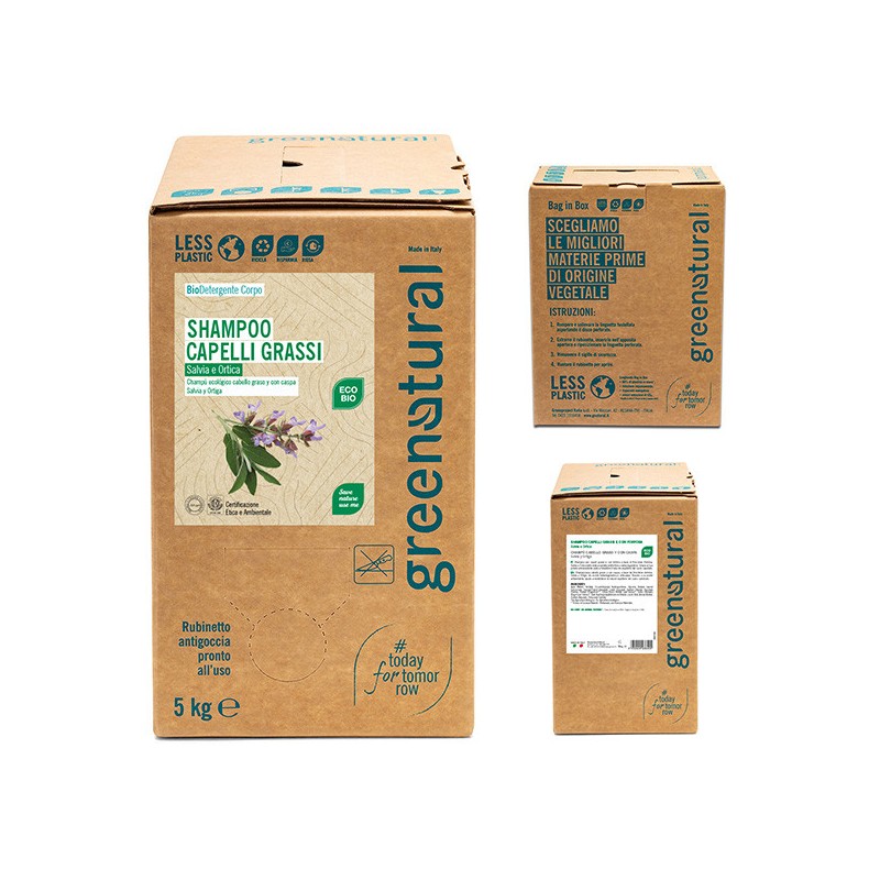 ANTI-ROOS SHAMPOO Salie en Brandnetel ecobio BAG IN BOX 5 kg ECOLOGISCH GROENNATURAL-NATUURLIJKE SHAMPOO'S-HOSTENATURA