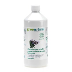 GREENNATURA ȘAMPON DE PĂR ORGANIC PENTRU PĂR GRAS SAU MATRETĂ SALVIE ȘI URZICĂ 1 LItru