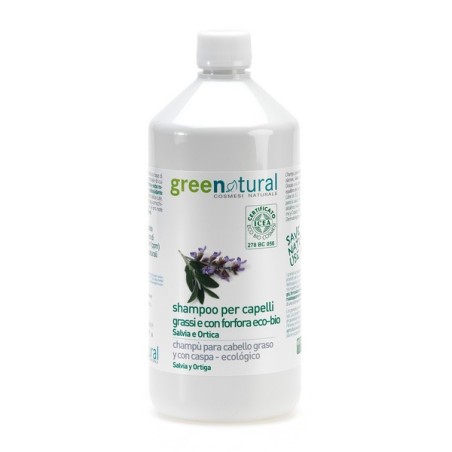 SHAMPOO FOR OILY HAIR or DANDRUFF SAGE AND NETTLE 1 LITER ORGANIC GREENNATURA