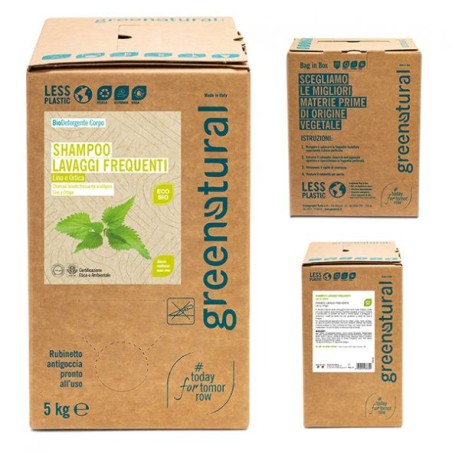 CHAMPU LAVADOS FREQUENTES Lino y Ortiga BAG IN BOX 5 kg ECOLOGICO GREENATURAL