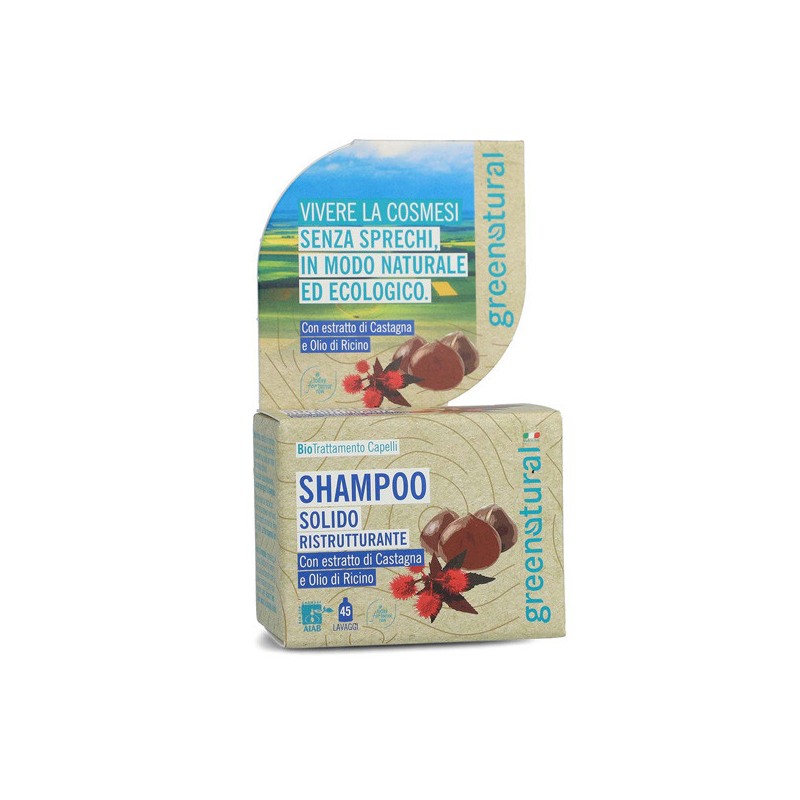 CHAMPÚ SÓLIDO REESTRUCTURATOR CASTAÑA E CASTOR 55 GR ECOLÓXICO VERDE NATURAL-CHAMPÚS NATURAIS-HOSTENATURA