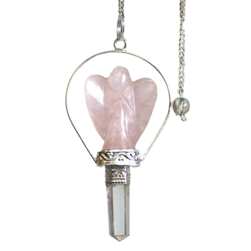 Magic Rose Quartz Angel Pendulum-SPECIAL MAGIC PENDULUMS-HOSTENATURA