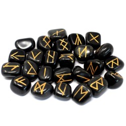 Set de rune indiene de agat negru